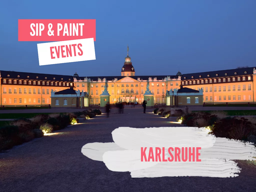 Sip and Paint Karlsruhe: hier findest du jede Menge kreativer und farbenfroher Events in der Fächerstadt - beliebt ist vor allem auch das Drink and Paint Karlsruhe Format.